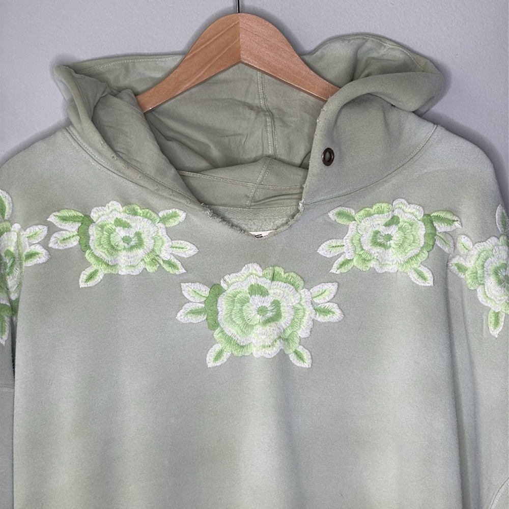 Free People We The Free Ombre Embroidered Oversized Hoodie in Green SIze Large - Picture 2 of 10